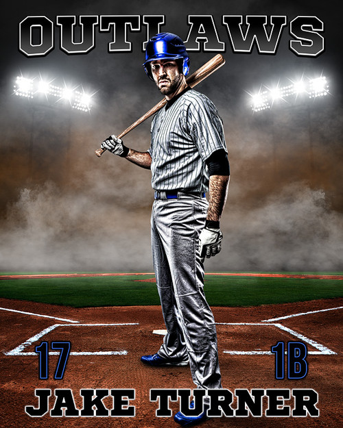 SPORTS POSTER PHOTO TEMPLATE - UP IN SMOKE - BASEBALL - LAYERED PHOTOSHOP SPORTS TEMPLATE