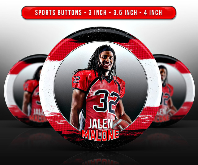 Custom Sports Photo Buttons - Grunge Strokes