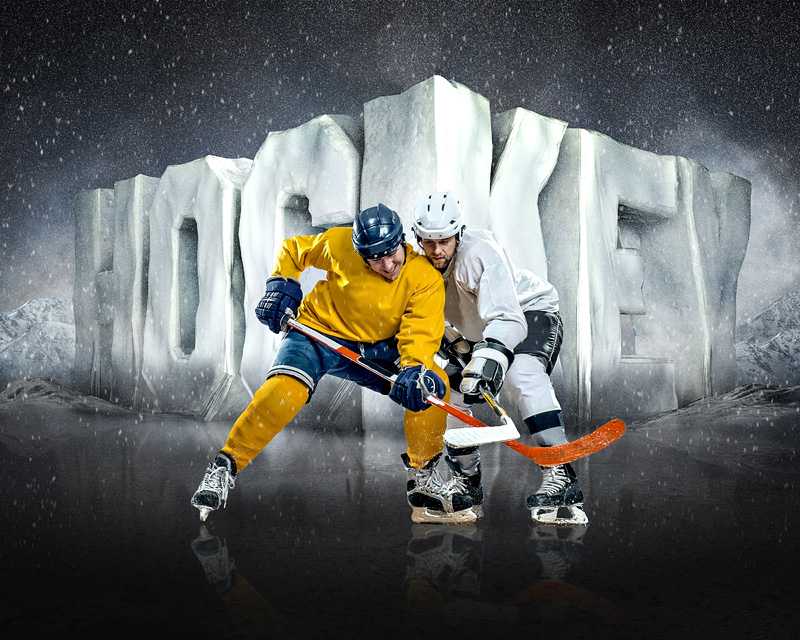 SPORTS POSTER TEMPLATE - SURREAL HOCKEY- PHOTOSHOP LAYERED SPORTS TEMPLATE