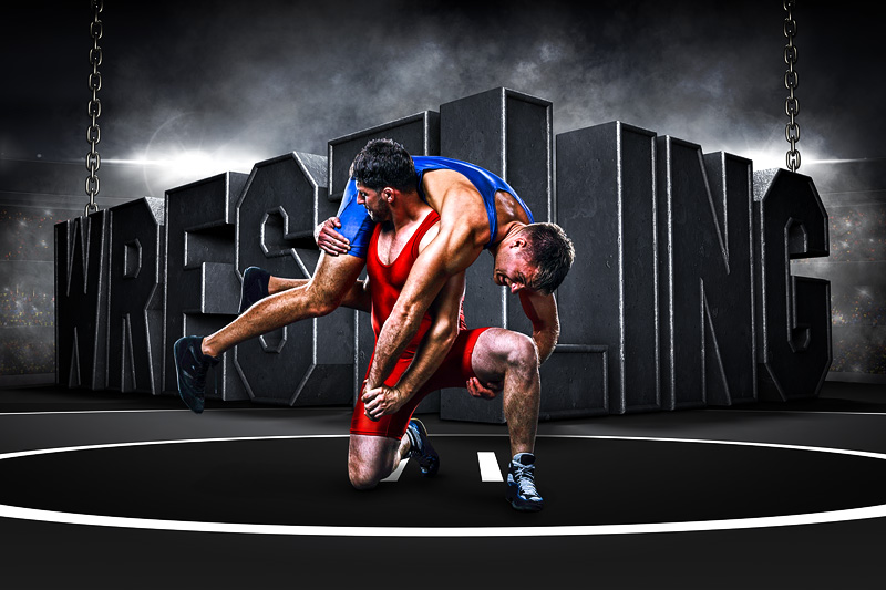 Freestyle Wrestler Throwing Action Isolated on Black Background Stock Image  - Image of sportsman, adult: 61975171