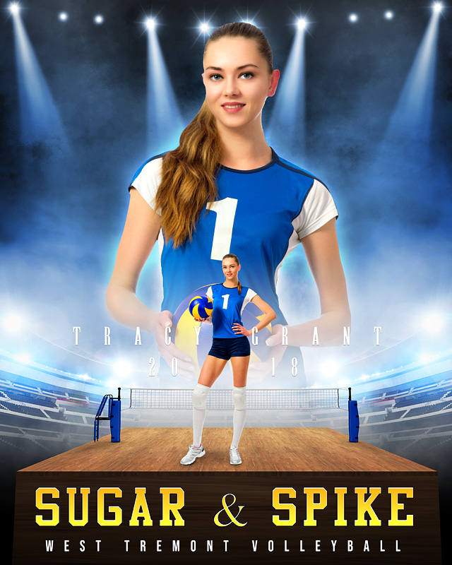 Sports Poster Photo Template For Volleyball - Custom Photoshop Layered  Sports Template
