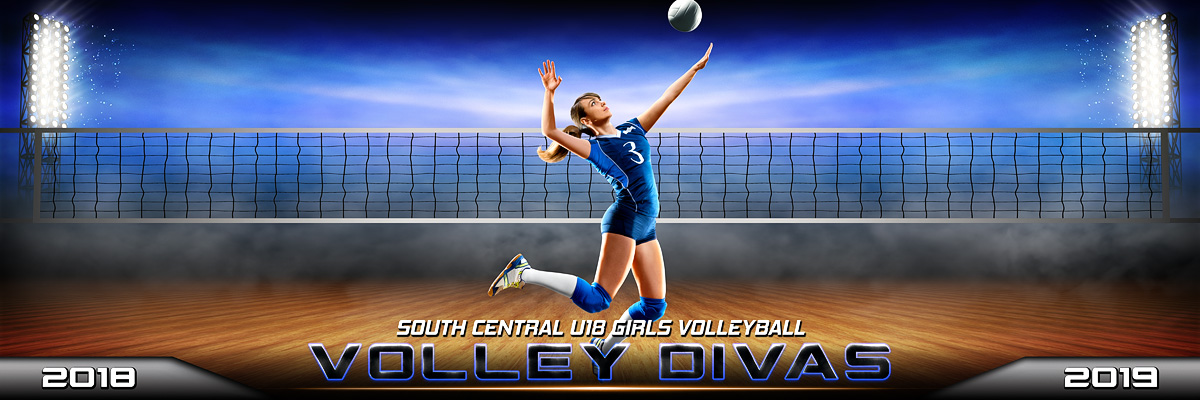 Panoramic Sports Team Banner Photo Template - Prime Time Volleyball