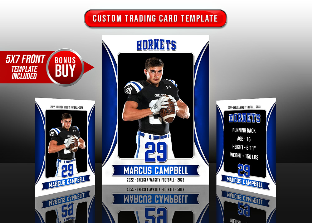 MultiSport Custom Trading Cards and 5x7 Template Center Curves