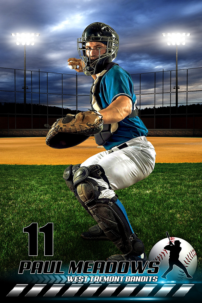 PLAYER BANNER PHOTO TEMPLATE - HOMETOWN BASEBALL - PHOTOSHOP SPORTS TEMPLATE