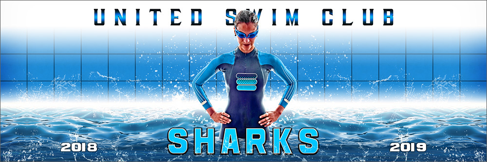 Panoramic Team Banner Photoshop Sports Template - Aqua