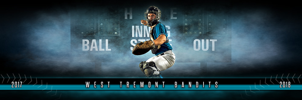 Panoramic Team Banner Photo Template For Baseball - Photoshop Layered Sports Template