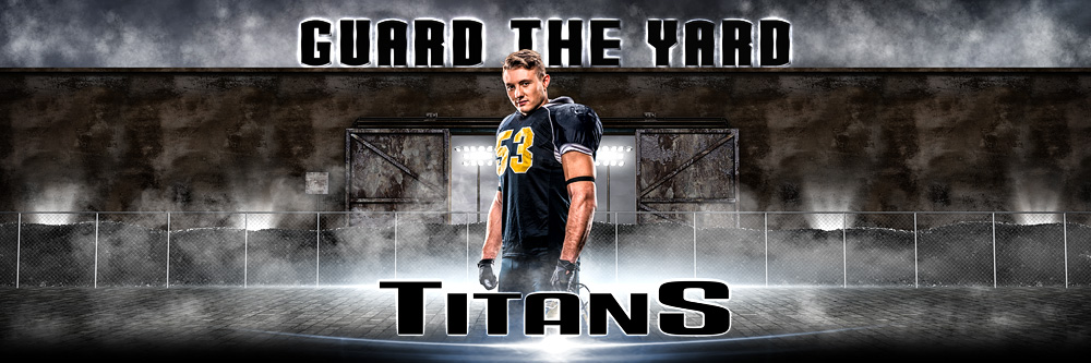 Panoramic Team Banner Photoshop Sports Template - Guard The Yard