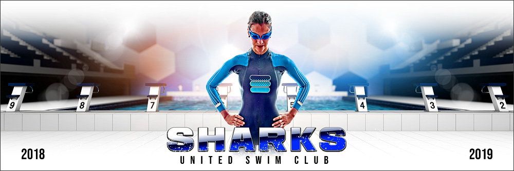 Panoramic Team Banner Photoshop Sports Template - Hi Key Swim