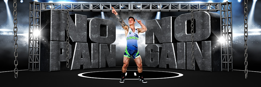 Panoramic Team Banner Photo Template For Wrestling - Photoshop Layered Sports Template