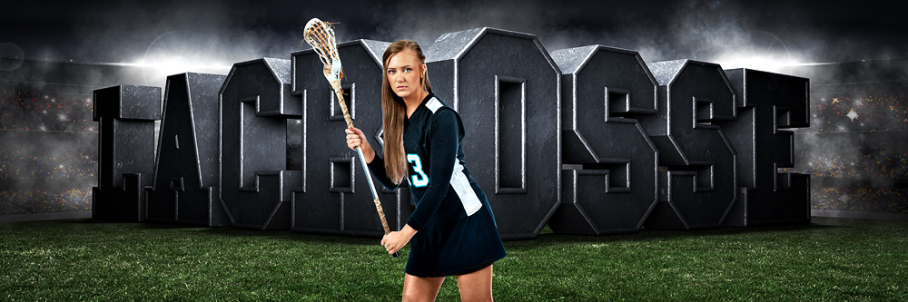 Panoramic Team Banner Photo Template For Lacrosse - Photoshop Layered Sports Template