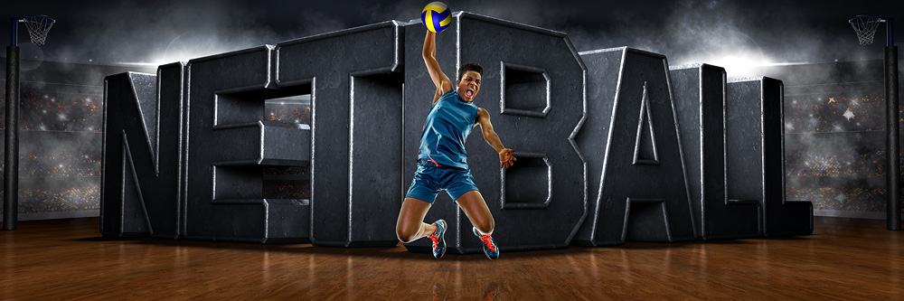 Panoramic Team Banner Photo Template For Netball - Photoshop Layered Sports Template