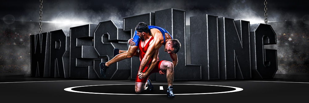 Panoramic Team Banner Photo Template For Wrestling - Photoshop Layered Sports Template