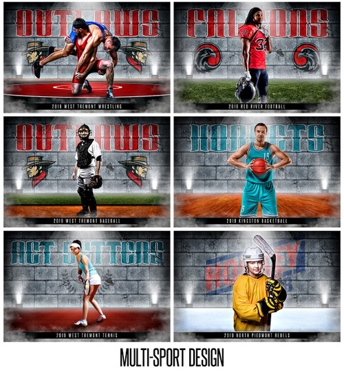 Multi Sports Program Covers Multi-Sport Photo Template - Cracked Wall - Photoshop Layered Sports ...