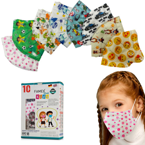 Famex Childrens FFP2 Disposable Pattern Face Mask with Ear Loops