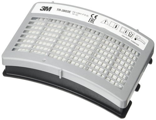 Front view of the 3M Versaflo TR-3802E Replacement Filter showcasing its detailed features and specifications