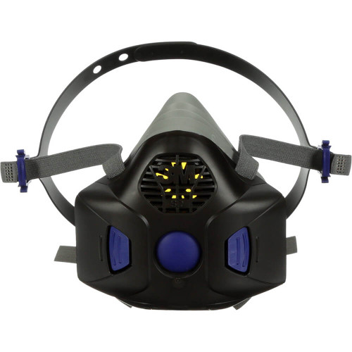 Close-up of the speaking diaphragm on the 3M Secure Click HF-800SD Reusable Half-Face Mask, facilitating easier communication while at work
