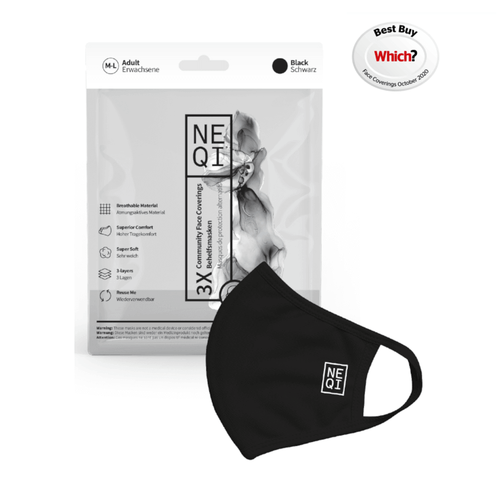 NEQI Reusable Face Masks - 3 Pack in Black