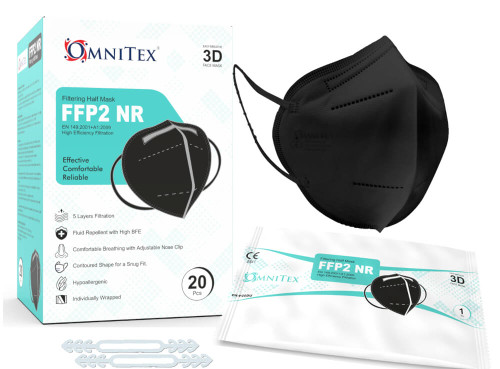 Omnitex FFP2 Black Face Masks – Box of 20