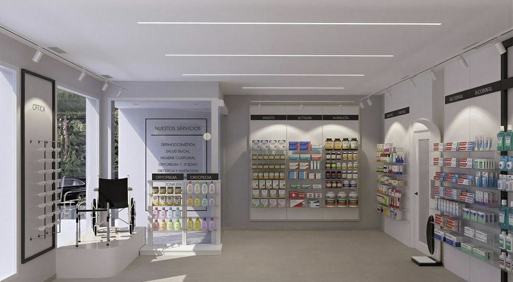 Interior de la Farmacia Muñoz en Moraña, Pontevedra