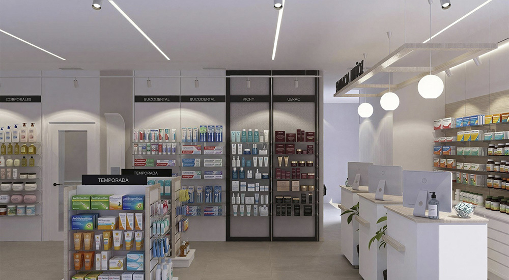 Interior de la Farmacia Muñoz en Moraña, Pontevedra