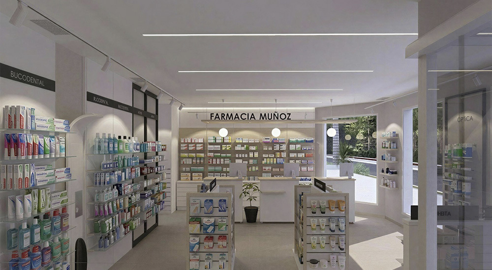 Interior de la Farmacia Muñoz en Moraña, Pontevedra