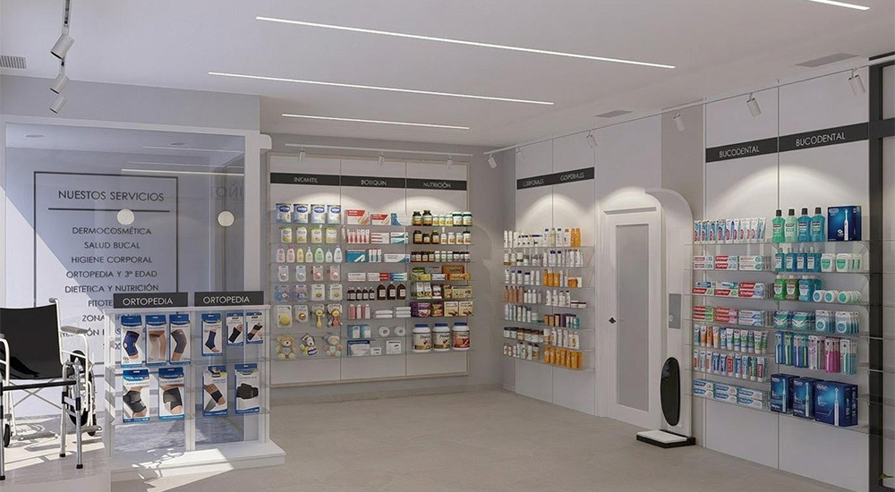 Interior de la Farmacia Muñoz en Moraña, Pontevedra