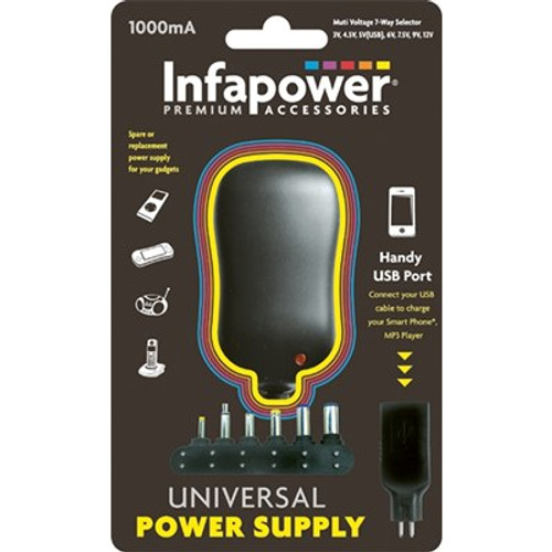 Infapower P002 Universal Power Supply - 1000mA Universal mains adaptor 1000mAP002