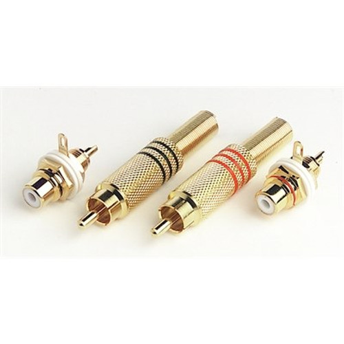 Phono Connectors - professional range Gold phono plug - red