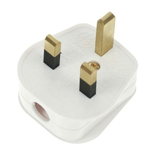 13A Mains Plugs White 13A plug (fitted 3A fuse)