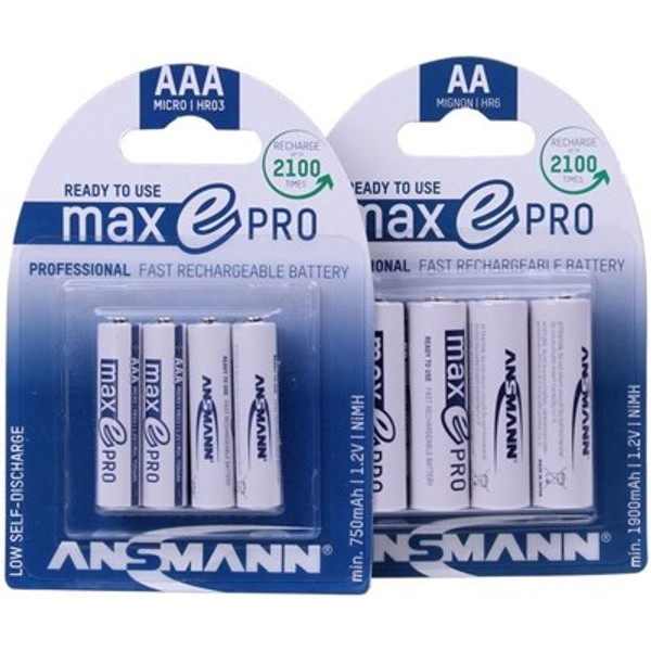 Ansmann NiMH MaxE Pro Batteries Ansmann AAA Micro NiMH Batteries Box of 4