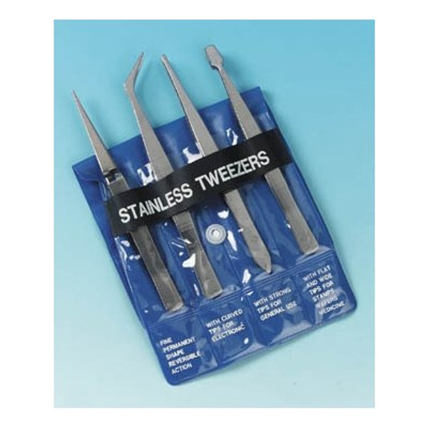 4 pc Tweezer Set 4pc Tweezer Set Stainless Steel