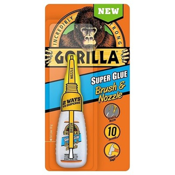 Gorilla Glue Brush and Nozzle Super Glue 12g Gorilla 2 in 1 Brush & Nozzle 12g Super Glue