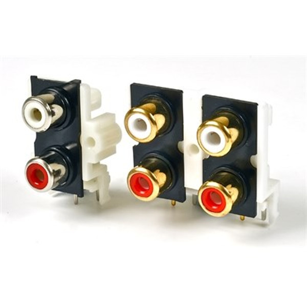 Phono Sockets - PCB Twin/Quad Quad socket - nickel plated