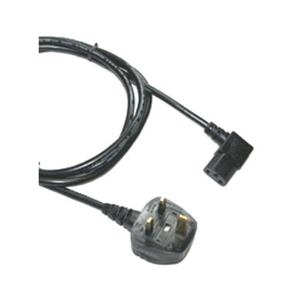Moulded 13A plug to R/Angle IEC socket UK 5A plug to R/A IEC socket 2M Black