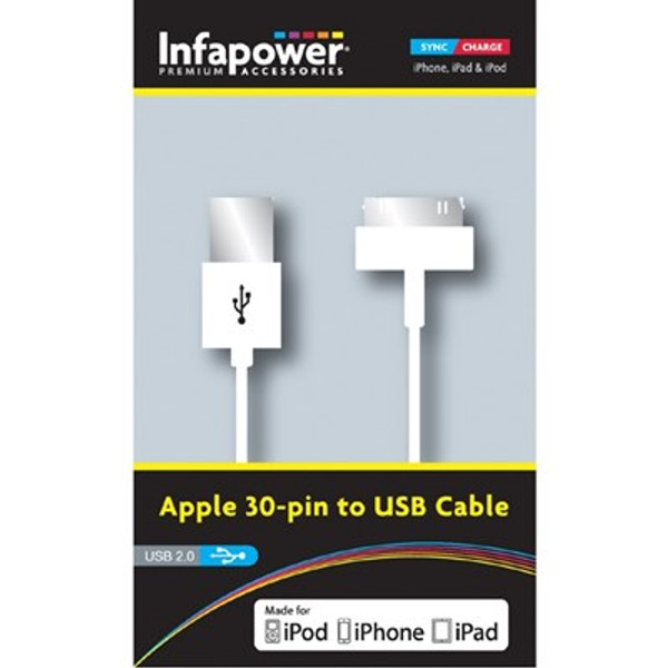 Apple 30-Pin to USB Cable 1.0m Apple 30 pin to USB type A cable. 1.0mP011