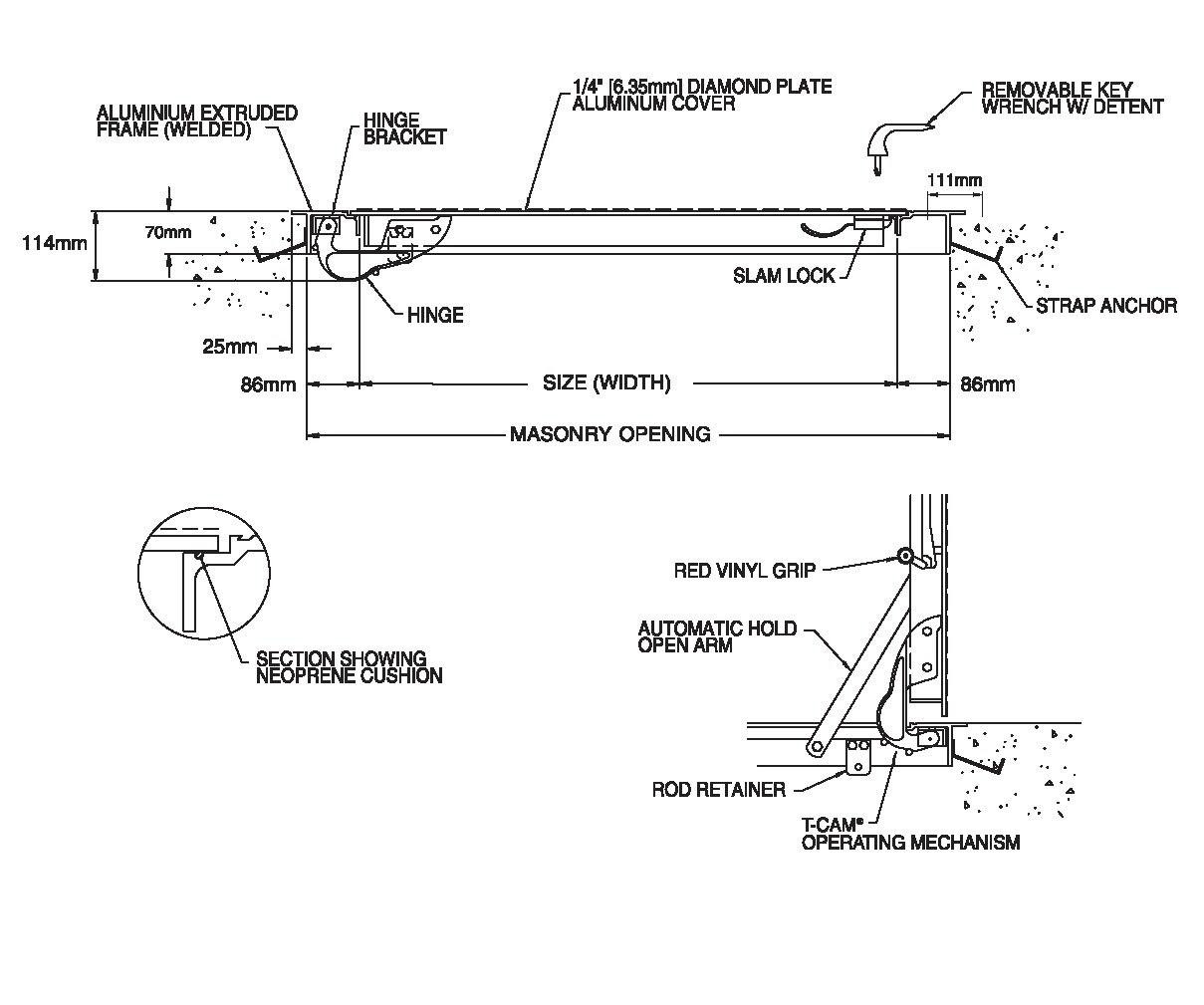 Aluminum Standard Floor Door 42"x42" Durable & Reliable