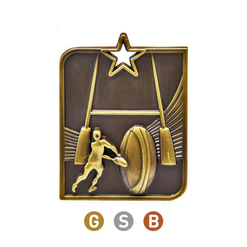 Rectangle Series Rugby Medal Gold