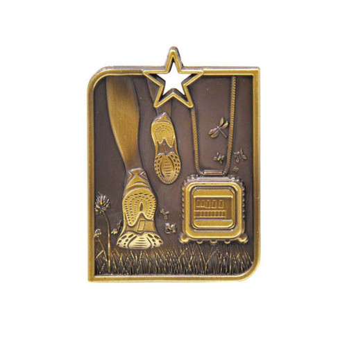 Rectangle Medal Cross Country Gold