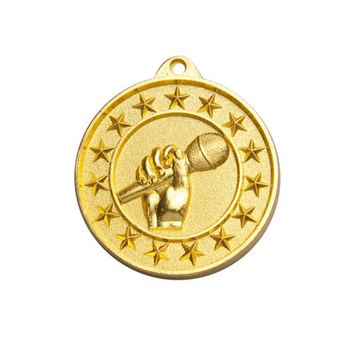 Shooting Star Public Speaking  Debating Microphone Medal Gold