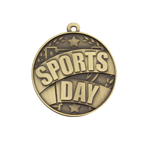 Word Medal Sports Day Antique Gold