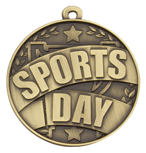 Word Medal Sports Day Antique Gold MW101G