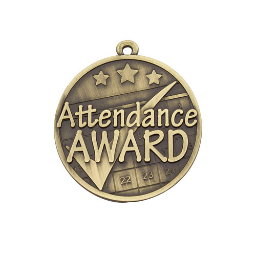 Word Medal Attendance Award Antique Gold