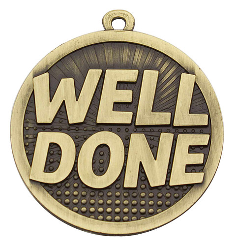 Word Medal Well Done Antique Gold MW150G