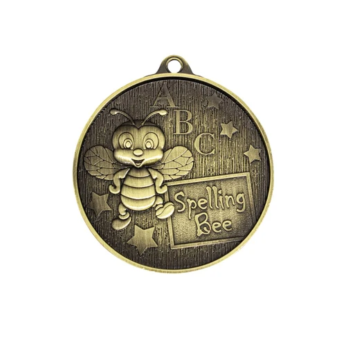 Spelling Bee Medal Antique Gold
