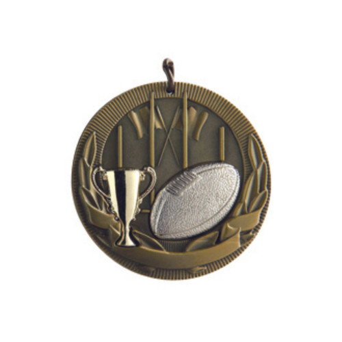 Aussie Rules Medal Antique Gold with Two Tone
