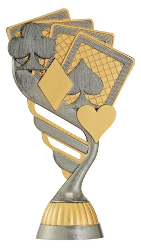 Cards Silver/Gold Figure on base Trophy 150mm