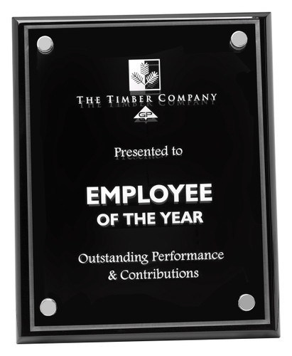 Premium Black Piano Plaque with Floating Acrylic Panel