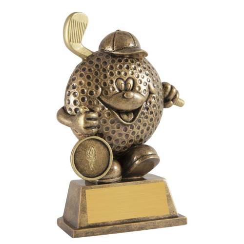Smiley Golf Ball Character Novelty Trophy
