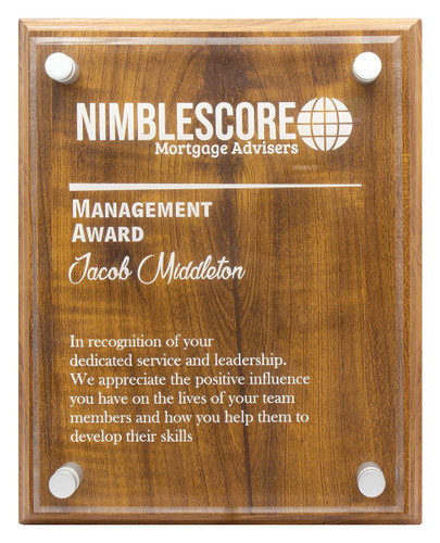 Artisan Walnut Plaque with Floating Acrylic Panel