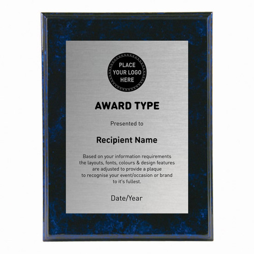 Marble Finish Timber Plaque Printed - Blue